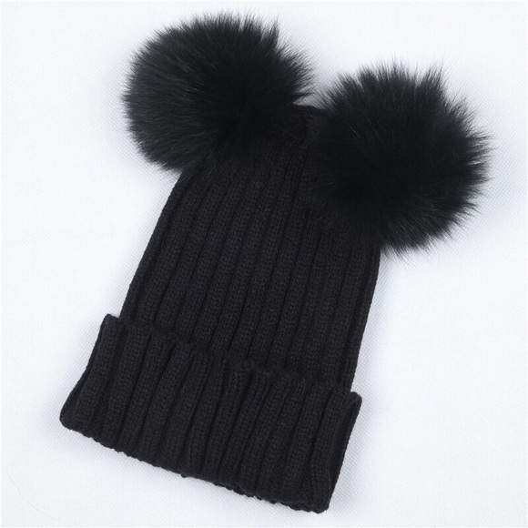 π₯ Beanies Cap Winter With 2 Fur Ball - Picture 1 of 5